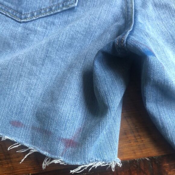 Old Navy Diva Size 6 American Flag Hand Painted Shorts Raw Hem - Picture 7 of 9